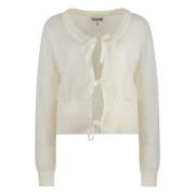 Ganni Mohair Cardigan med Bållåsning White, Dam