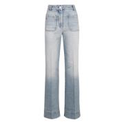 Victoria Beckham Flared High-rise Jeans med Fickor Blue, Dam