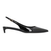 Dolce & Gabbana Spetsig Tå Läder Slingback Pumps Black, Dam