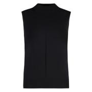 Calvin Klein Räfflad Stickad Mock Turtleneck Vest Black, Dam