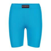 Iceberg Turkosa Active Bermuda shorts i stretchviskos med logo Blue, D...