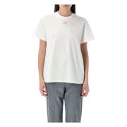 Ganni Rhinestone T-shirt med Butterfly Logo White, Dam