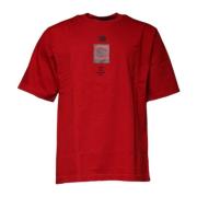 Dolce & Gabbana Röd Grafisk Tryck Bomull Crew Neck T-shirt Red, Herr