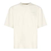 Axel Arigato Vit T-shirt med logotyp Beige, Herr