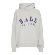 Ball Snygg Print Hoodie Sweatshirt Medium Grå Gray, Dam