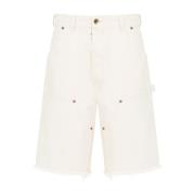 Maison Margiela Vita Denim Shorts med Råskuren Kant White, Herr