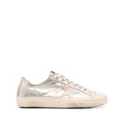 Golden Goose Laminerade Läder V Star Sneakers Yellow, Dam