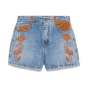 Ermanno Scervino Casual Denim Shorts för Kvinnor Blue, Dam