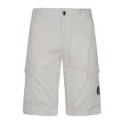 C.P. Company Cargo Bermuda Byxor i Satin Stretch White, Herr