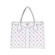 Guess Vit Shopper Bag med Gulddetaljer White, Dam