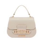 Moschino Ivory Axelväska med Logotyptryck Beige, Dam