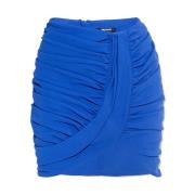 Balmain Draped Kjol med Dragkedja i Ryggen Blue, Dam