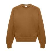 Saint Laurent Logobroderad sweatshirt i bomull Brown, Herr