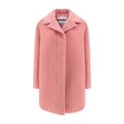 Jil Sander Ull Kaban Kappa med Mohair Blandning Pink, Dam