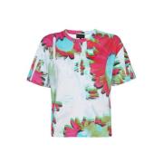 Emporio Armani Blommig bomullst-shirt Multicolor, Dam