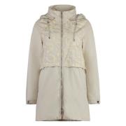 Moorer Blommig broderad huva jacka Beige, Dam