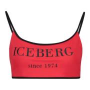 Iceberg Logo Print Bikini Top Red, Dam