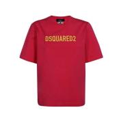 Dsquared2 Tryckt Crew-neck T-shirt Red, Dam