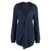 Malo Kashmir Cardigan med Koordinerat Midjebälte Blue, Dam