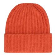 Malo Räfflad stickad kashmirhatt Orange, Unisex