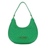 Love Moschino Quiltad Axelväska med Toppdragkedja Green, Dam