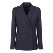 Max Mara Weekend Dubbelknäppt ullblazer havrefärg Blue, Dam