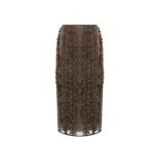 Cecilie Bahnsen Brun Silke Organza Midi Kjol Brown, Dam