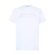 Elisabetta Franchi Vit Logotyp Broderad Bomull T-shirt White, Dam