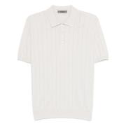 Corneliani Räfflad Pima Bomull Polo Skjorta Beige, Herr