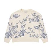 Munthe Elegant Bomullsweatshirt med Konstbroderi Beige, Dam