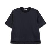 Max Mara Blå Broderad Logotyp Crew Neck T-shirt Blue, Dam