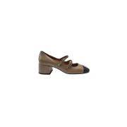 Roberto Festa Square Toe Leather Pumps Brown, Dam