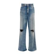 MM6 Maison Margiela Distressed Wide-Leg Jeans Gray, Herr