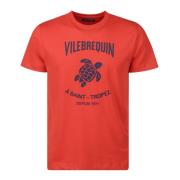 Vilebrequin Tryckt Bomull Rund Hals T-Shirt Red, Herr