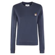 Maison Kitsuné Räv Huvud Patch Sweatshirt Blue, Dam