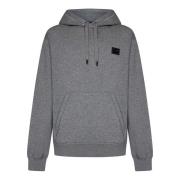 Dolce & Gabbana Grå hoodie med logodetalj Gray, Herr