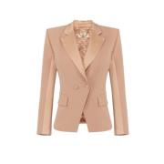 Elisabetta Franchi Satin Revers Kreppjacka Beige, Dam