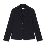 Oltre Blazer gjord av scuba crepe tyg Blue, Dam