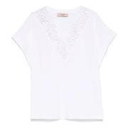 Twinset Spetsinsats T-shirt White, Dam