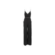 Elisabetta Franchi Elegant Viskos Jumpsuit med Bälte Black, Dam