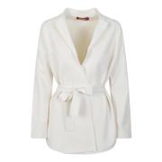 Max Mara Studio Vit Jerseyjacka med Bälte White, Dam