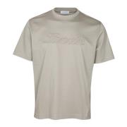 Lanvin Broderad Logga Denim T-shirt Beige, Herr