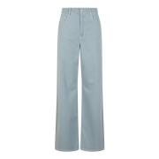 Max Mara Weekend Svart Tvättad Bomulls Jeans med Läder Patch Gray, Dam