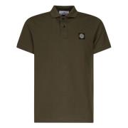 Stone Island Grön Polo Tröja med Logotyp Patch Green, Herr