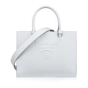 Prada Kvinnors Saffiano Läder Axelväska White, Dam