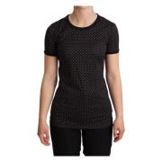 Dolce & Gabbana Polka Dot Crewneck Top Black, Dam