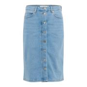 InWear Denimkjol med Framknappar Blue, Dam