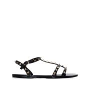 Valentino Garavani Svarta Rockstud Sandaler med Spänne Stängning Black...