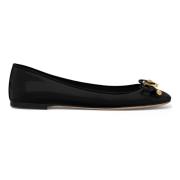 Versace Svarta Lackläder Ballet Flats Black, Dam