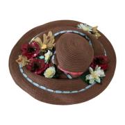 Dolce & Gabbana Blommig floppy hatt med bred brätte Brown, Dam